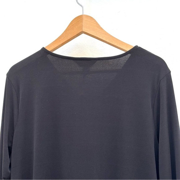 Liz Claiborne Keyhole Neck 3/4 Sleeve Stretch Jersey Blouse Black Large NEW - Picture 7 of 10